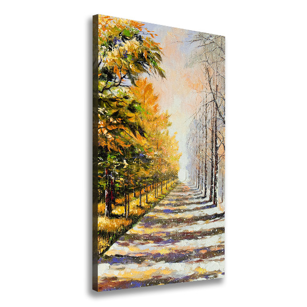 Wandbild vertikales Winter und Herbst