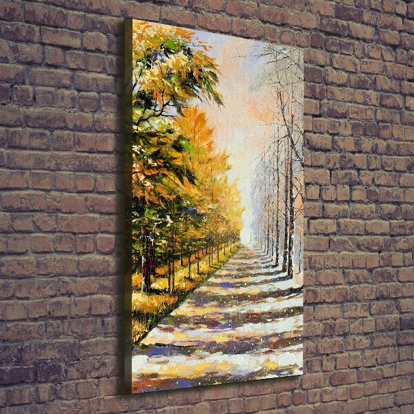 Wandbild vertikales Winter und Herbst
