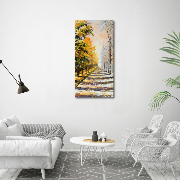 Wandbild vertikales Winter und Herbst