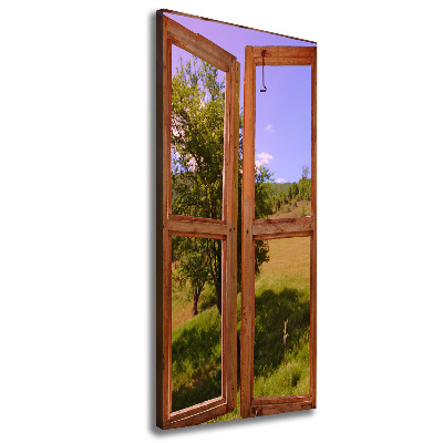 Foto leinwand vertikales Die Landschaft draußen vor dem Fenster