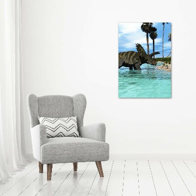 Foto auf leinwand vertikales Dinosaurier am Strand