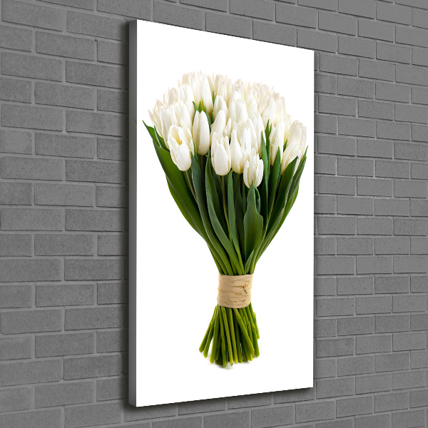 Wandbild vertikales Weiße Tulpen