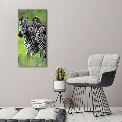 Foto leinwand vertikales Drei Zebras