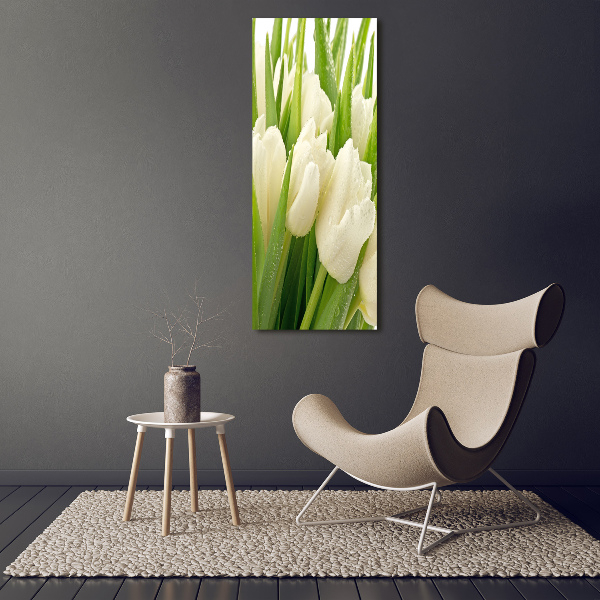Foto leinwand vertikales Weiße Tulpen