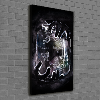 Wandbild vertikales Schmetterlinge im Glas