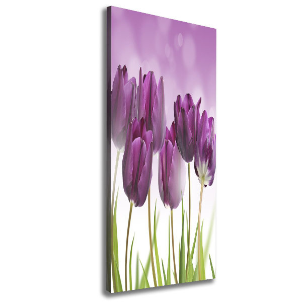 Wandbild vertikales Lila Tulpen