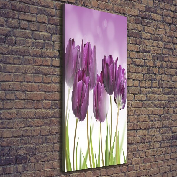 Wandbild vertikales Lila Tulpen