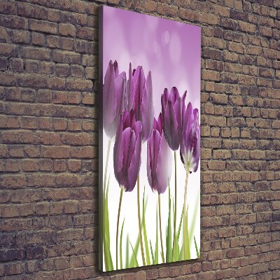 Wandbild vertikales Lila Tulpen
