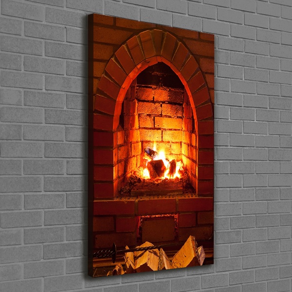 Foto leinwand vertikales Feuer im Kamin