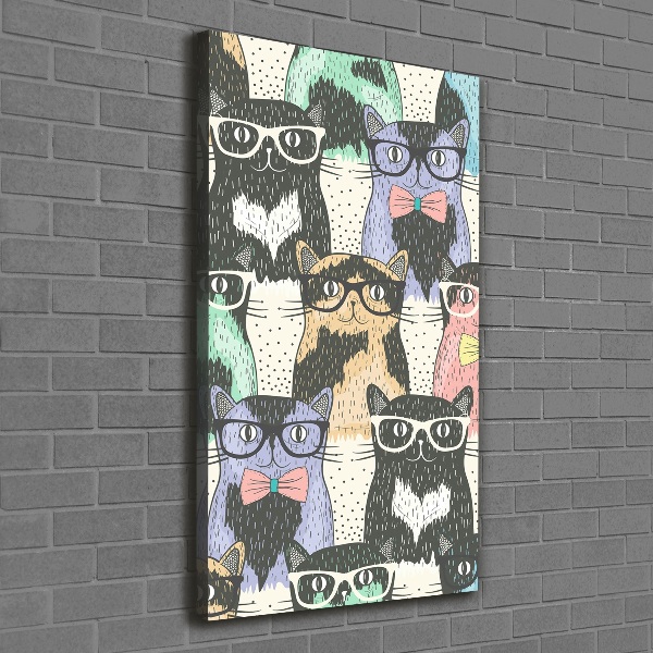 Foto leinwand vertikales Katzen mit Brille