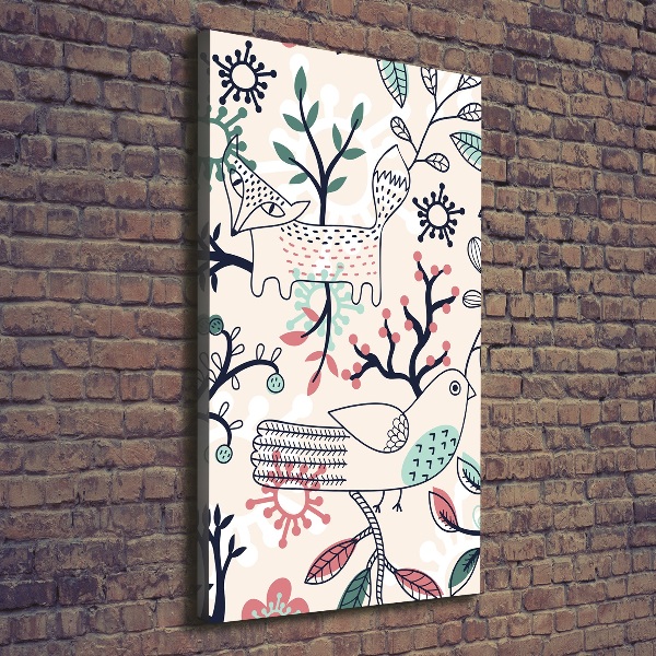 Foto auf leinwand vertikales Tiere und Blumen