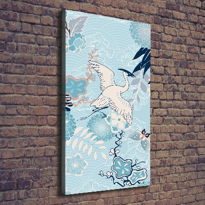 Wandbild vertikales Kranich und Blumen