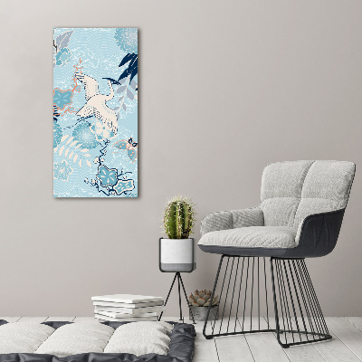 Wandbild vertikales Kranich und Blumen