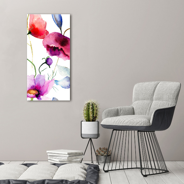 Wandbild vertikales Mohnblumen