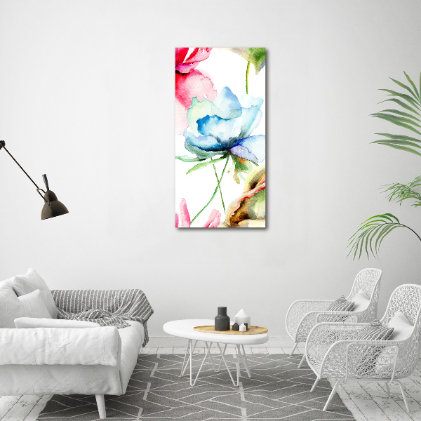 Foto leinwand vertikales Mohnblumen