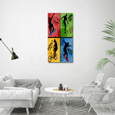 Foto auf leinwand vertikales Fahrrad und Skateboard