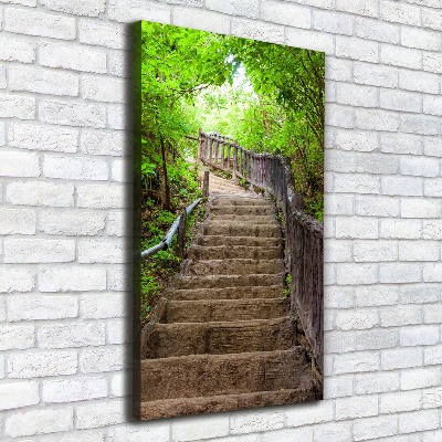 Wandbild vertikales Treppe im Wald