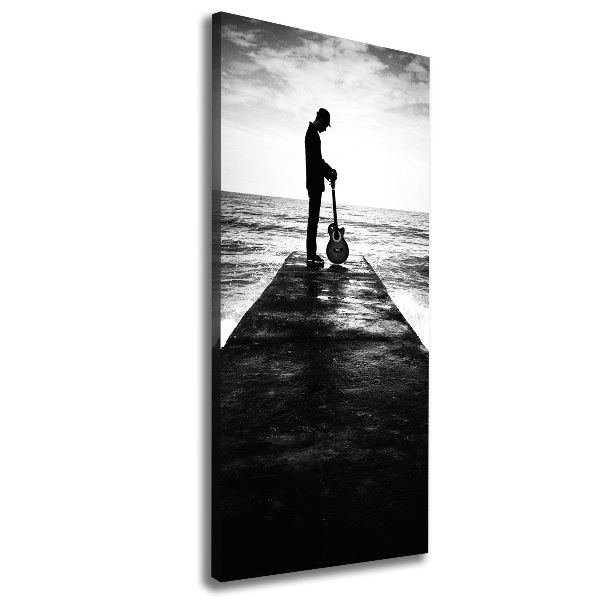 Foto leinwand vertikales Gitarrist auf dem Pier