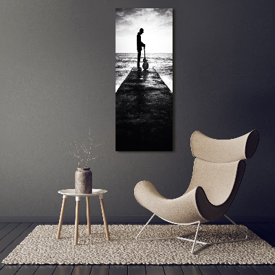 Foto leinwand vertikales Gitarrist auf dem Pier