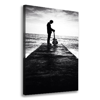 Foto leinwand vertikales Gitarrist auf dem Pier