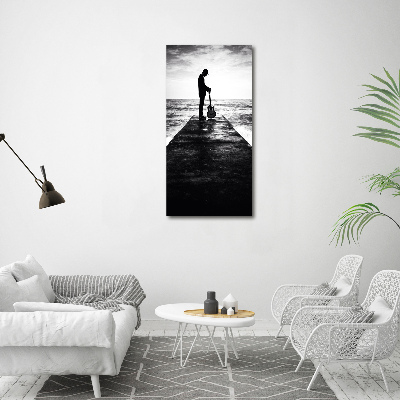 Foto leinwand vertikales Gitarrist auf dem Pier