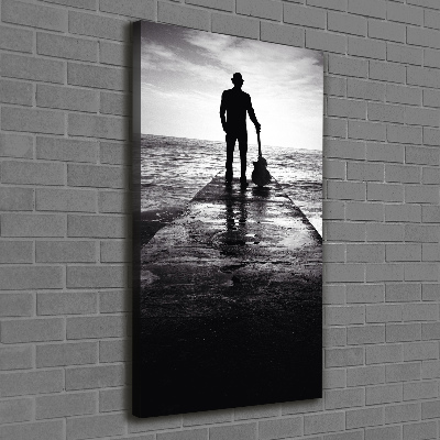 Foto auf leinwand vertikales Gitarrist auf dem Pier