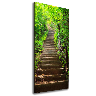 Foto auf leinwand vertikales Treppe zum Wald