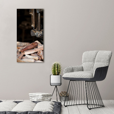 Foto leinwand vertikales Holzwerkzeuge