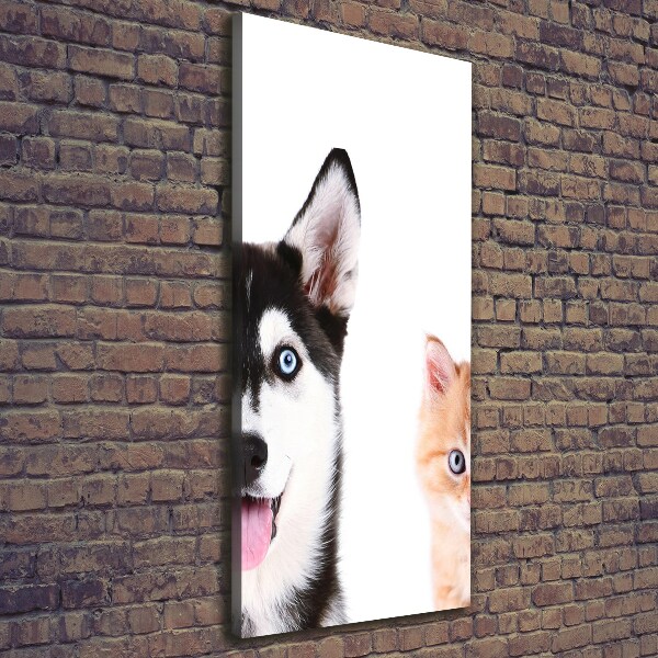 Foto auf leinwand vertikales Hund und Katze