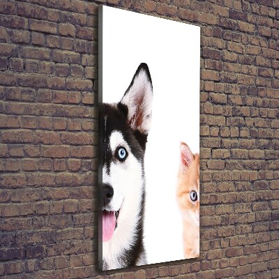 Foto auf leinwand vertikales Hund und Katze
