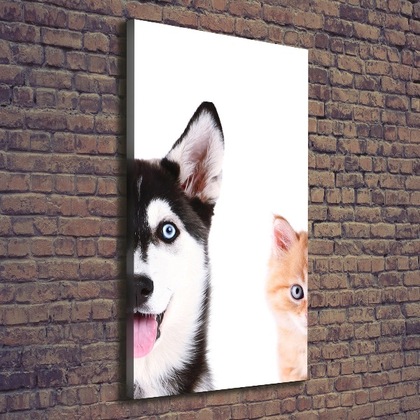 Foto auf leinwand vertikales Hund und Katze