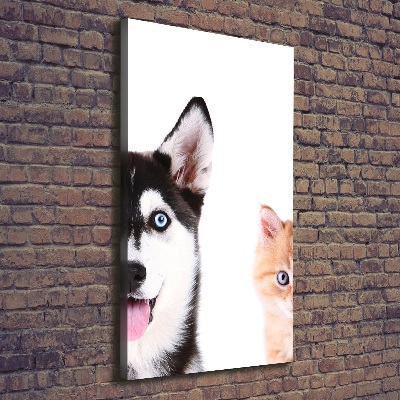 Foto auf leinwand vertikales Hund und Katze
