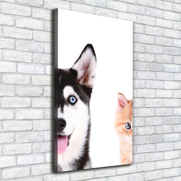 Foto auf leinwand vertikales Hund und Katze