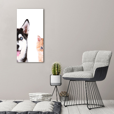 Foto auf leinwand vertikales Hund und Katze