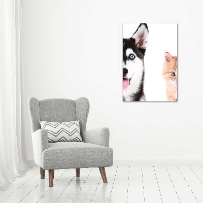 Foto auf leinwand vertikales Hund und Katze
