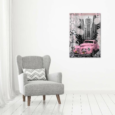 Wandbild vertikales Rosa Auto