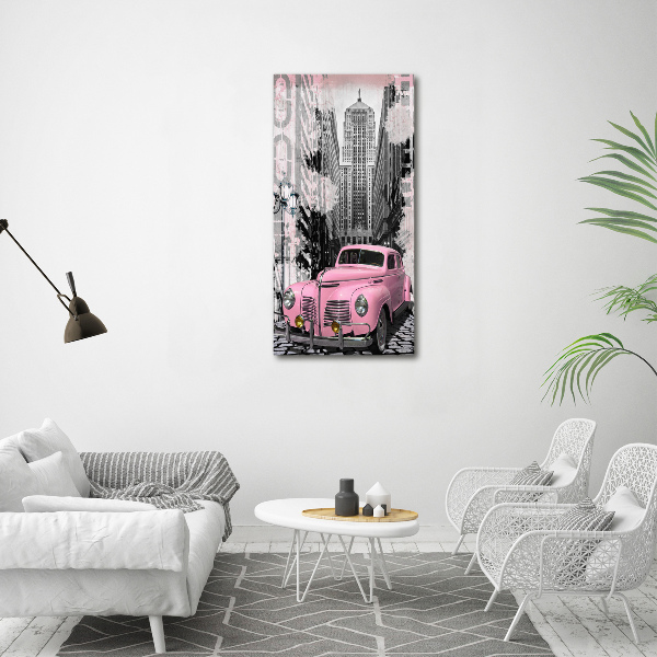 Wandbild vertikales Rosa Auto
