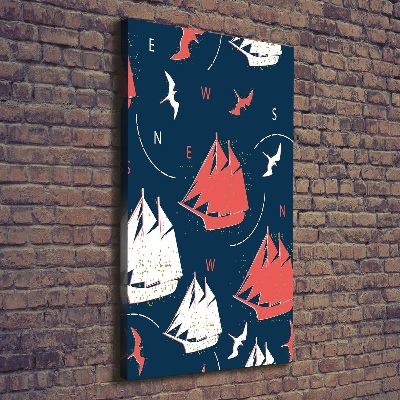 Wandbild vertikales Schiffe Seevögel