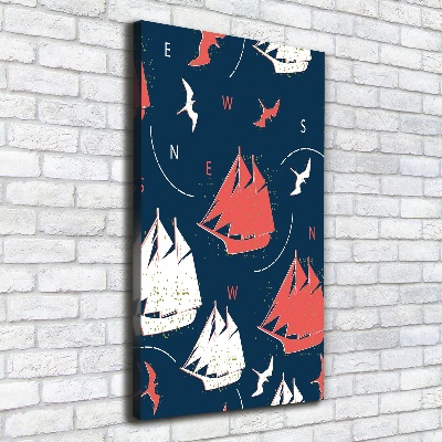 Wandbild vertikales Schiffe Seevögel