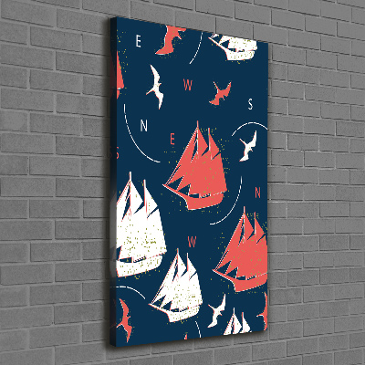 Wandbild vertikales Schiffe Seevögel