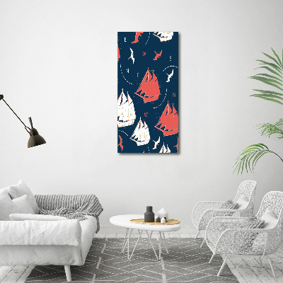 Wandbild vertikales Schiffe Seevögel