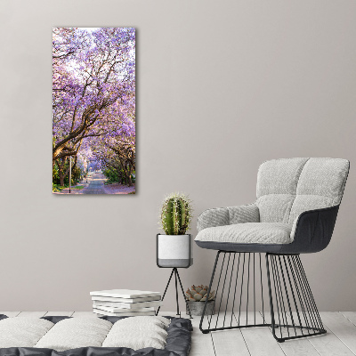 Foto leinwand vertikales Jacaranda-Pfad
