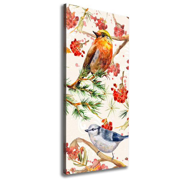 Wandbild vertikales Vögel und Blumen