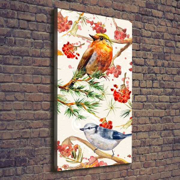 Wandbild vertikales Vögel und Blumen