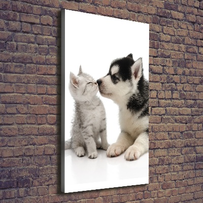 Foto auf leinwand vertikales Hund und Katze