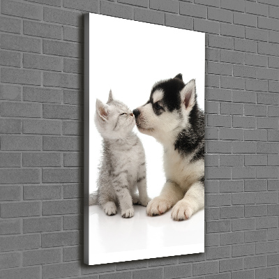 Foto auf leinwand vertikales Hund und Katze