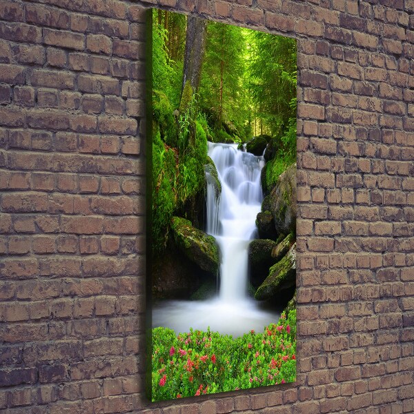 Foto auf leinwand vertikales Wasserfall im Wald