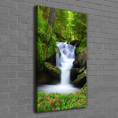 Foto auf leinwand vertikales Wasserfall im Wald
