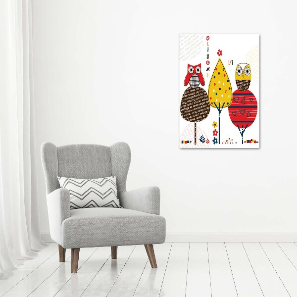 Foto leinwand vertikales Eulen in den Bäumen