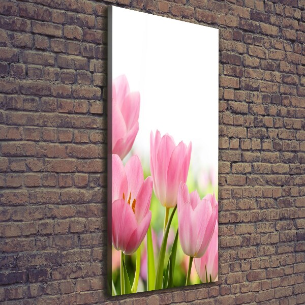 Wandbild vertikales Rosa Tulpen